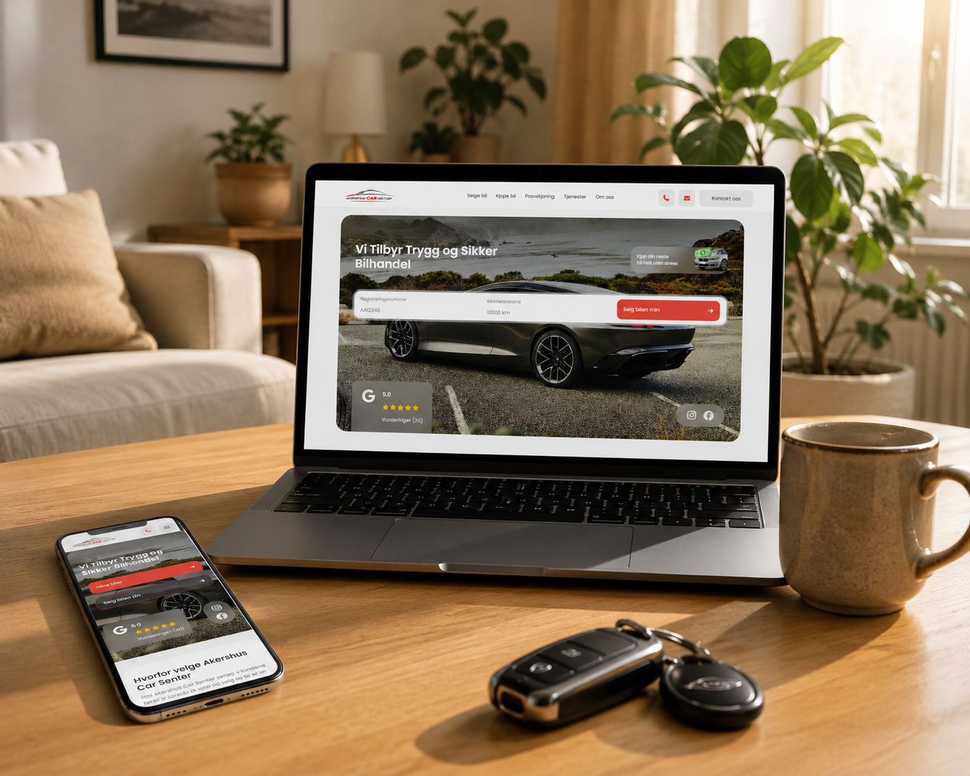 Forsidebilde av prosjektet Fra ingen nettside til en komplett digital profil. Kunden er Akershus Car Senter