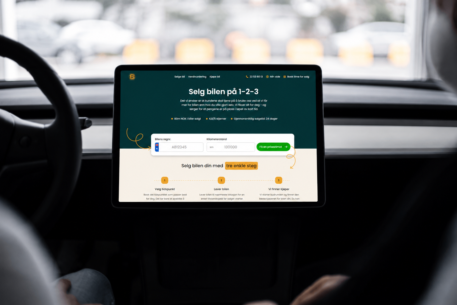 Forsidebilde av prosjektet Komplett nettside med kunde portal. Kunden er Bilmeglerne